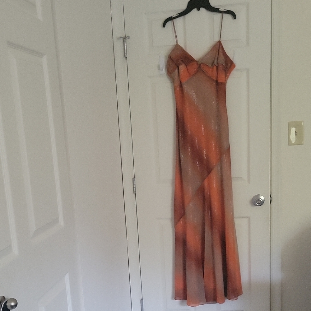 Soraya Scandi Minimalist Cascade Ruffle Column Dress Whimsical Sheer Elegance XL